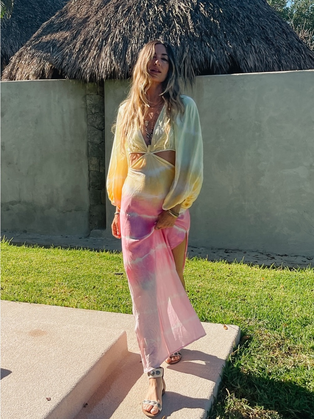 Jen's Pirate Booty Pastel Tie-Dye Rio Sonora Maxi Dress Pink, Yellow 🌸 XS - Picture 1 of 7